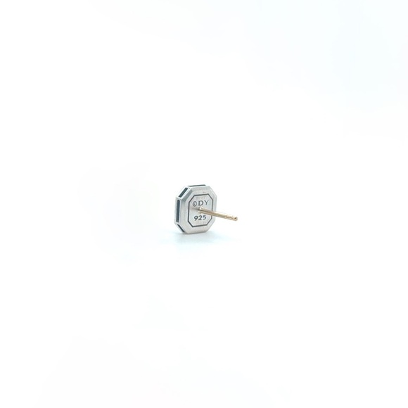 ✨ David Yurman Men's Sterling Silver Streamline Stud Earring with Black Diamonds - Picture 3 of 4